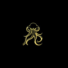 gold octopus logo isolated on black