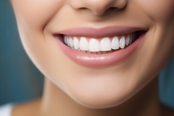 Obraz premium Close-up of perfectly healthy female teeth. Beautiful smile.