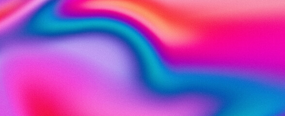 Liquid vibrant color flow abstract grainy background pink blue purple red noise texture summer banner header poster design - obrazy, fototapety, plakaty