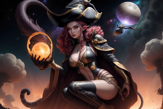 space pirate queen illustration AI Generated image