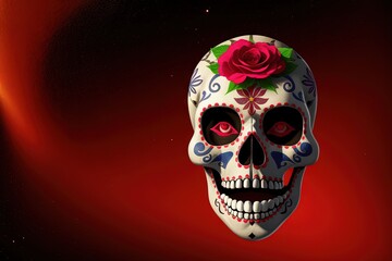 Elaborate sugar skull pattern abstract background for dia de los muertos with cosmic colors Dia de los Muertos day of the dead with candles and flowers celebration illustration generative ai