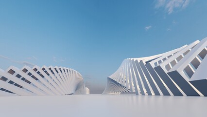 Futuristic white architecture background 3d render