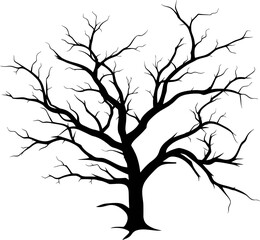 big drought tree, hand drawn. suitable for coloring books for children.