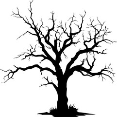 Leafless Tree, Dead Tree, Dry Tree, Trunk, Branches, and Root. Vector illustration