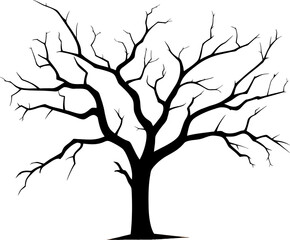 Leafless Tree, Dead Tree, Dry Tree, Trunk, Branches, and Root. Vector illustration