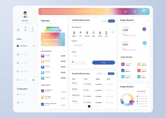 Infographic dashboard. UI design with graphs, charts and diagrams. Web interface template for business presentation
