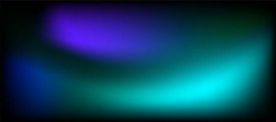 Blue green black background. Vector illustration. Gradient blurred background for banner, poster. Blending saturated neon shades. Abstract Copy space background. Holographic pastel colour print