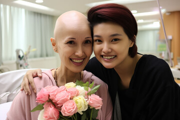 Cancer patient cherishing simple joys in daily life despite illness 