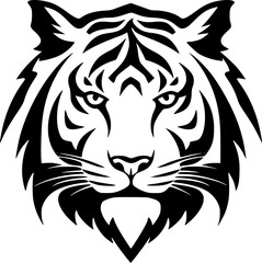 Tiger - Black and White Isolated Icon - Vector illustration