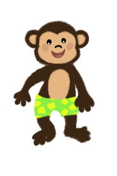 illustration of a small brown monkey