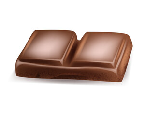 Chocolate. Pieces, shavings. 3D realistic vector set, horizontal and vertical splash of chocolate