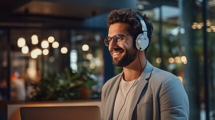 Fototapeta premium person listening to music