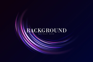 Colorful light trails, long time exposure motion blur effect. Modern abstract high speed movement. Abstract light lines of movement and speed with purple color sparkles. Laser beams luminous