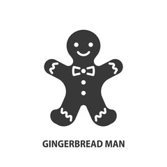 Gingerbread man glyph icon. Symbol of Christmas. Vector illustration. - 655418334