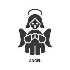 Singing angel glyph icon. Christmas symol. Vector illustration.
