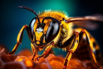 extreme macro shot of the head of a bee