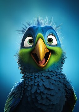 closeup bird big beak poster marvelous expression latino young cute bluey green super fluffy cox holy energy blue defense