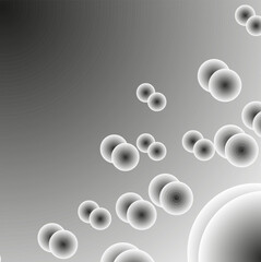 Vector abstract pattern in the form of balls and circles on a gray background