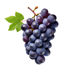 bunch of blue grapes isolated on white background, ai generated