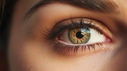 Naklejka premium Close-up of a woman's beautiful eye. Macro Image.