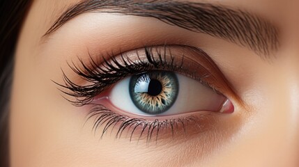 Obraz premium Close-up of a woman's beautiful eye. Macro Image.