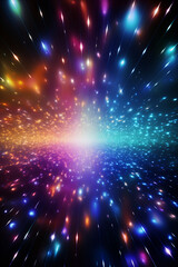 Abstract background with glowing lines and particles. 