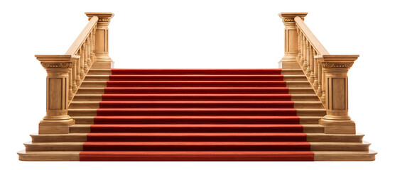 Stairs with red carpet, cut out
