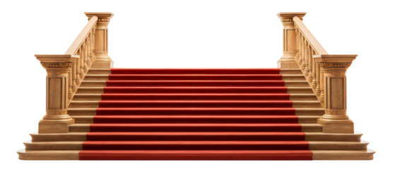 Stairs with red carpet, cut out