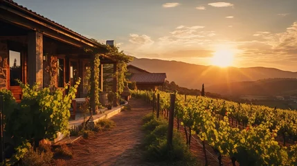 Foto op Plexiglas sunset over the vineyard © Nica