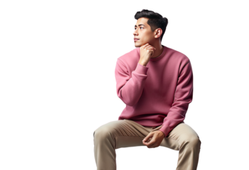 man sitting on a chair isolated png on transparent background