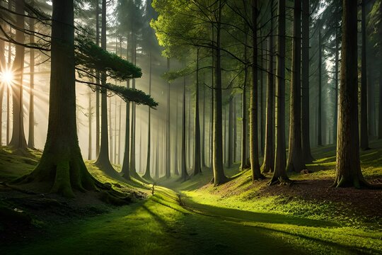  an image of a serene forest scene