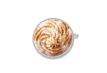 Pumpkin spice cold Brew in a glass on a white isolated background