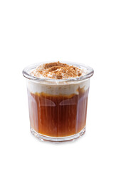 Pumpkin spice cold Brew in a glass on a white isolated background