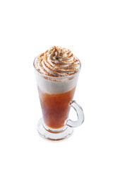 Pumpkin spice cold Brew in a glass on a white isolated background