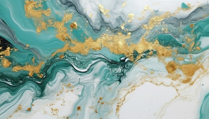 Marble abstract acrylic background with gold powder.