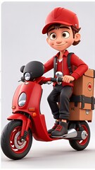 A man riding a red scooter
