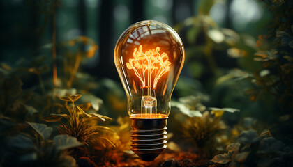 Bright ideas illuminate nature environment, sparking innovation in fuel and power generation generated by AI