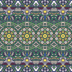 Vector seamless pattern Ethnic natural muted color print ornamental design. Bohemian style background vintage