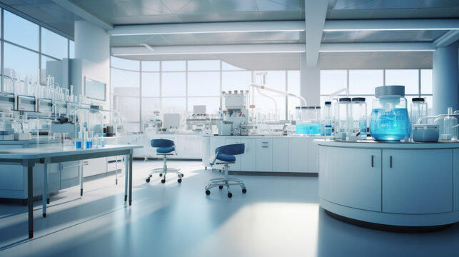 A state-of-the-art pharmaceutical research lab, where scientists explore breakthrough drug formulations