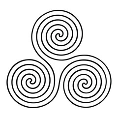Triskelion symbol isolated on transparent background. Neolithic triple spiral. Antique symbols and signs series.