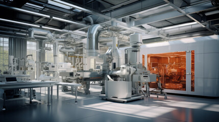 A state-of-the-art aerospace materials research lab, developing advanced materials for aircraft 