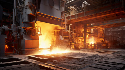 A state-of-the-art steel production mill, shaping molten metal into industrial-grade steel 