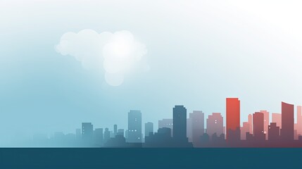 Minimalist and sleek cityscape illustration with vibrant silhouettes - obrazy, fototapety, plakaty