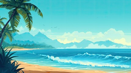 Fototapeta na wymiar Captivating illustration of a tropycal beach paradise