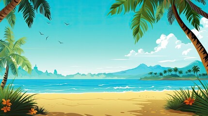 Joyful and vibrant tropycal beach design - obrazy, fototapety, plakaty