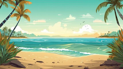 Fototapeta na wymiar Whimsical and relaxing tropycal beach themed design