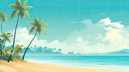 Fototapeta na wymiar Playful tropycal beach design illustration