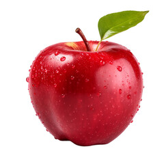 ripe liquid red apple with water drops isolated on white background, ai generated