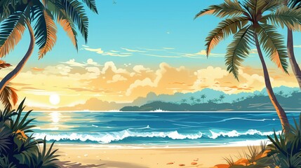 Captivating illustration capturing the essence of a tropycal beach