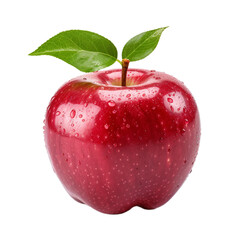 ripe liquid crimson apple with water drops isolated on white background, ai generated